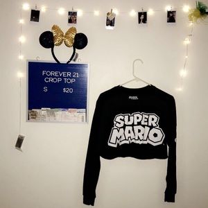 Forever 21 Super Mario Long Sleeve Crop Top
